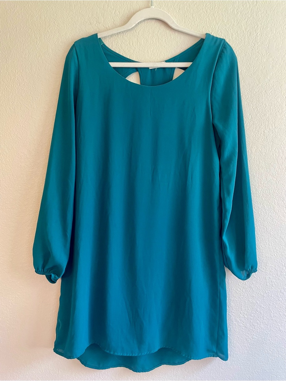 Teal Long Sleeve Shift Dress - Women S